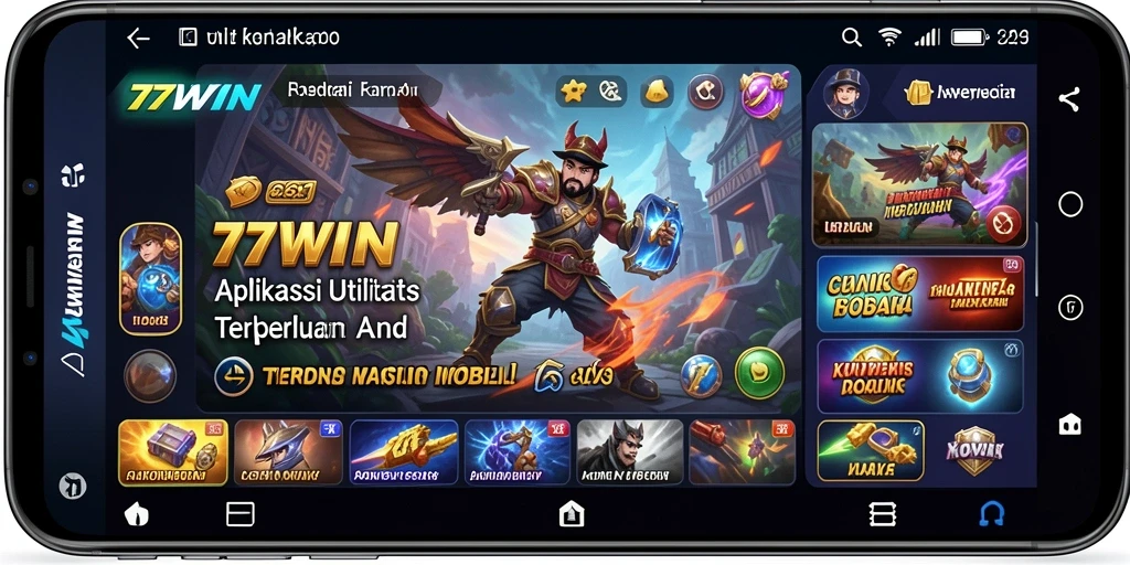 Screenshot utama 77WIN menampilkan antarmuka user-friendly aplikasi.