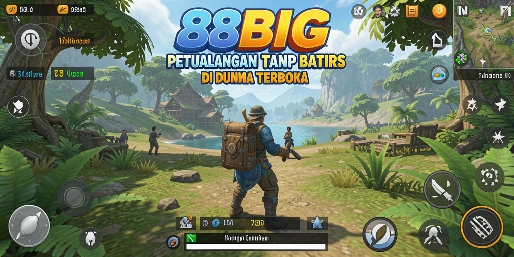 Screenshot gameplay <strong>88BIG</strong> memperlihatkan eksplorasi dunia yang epik.
