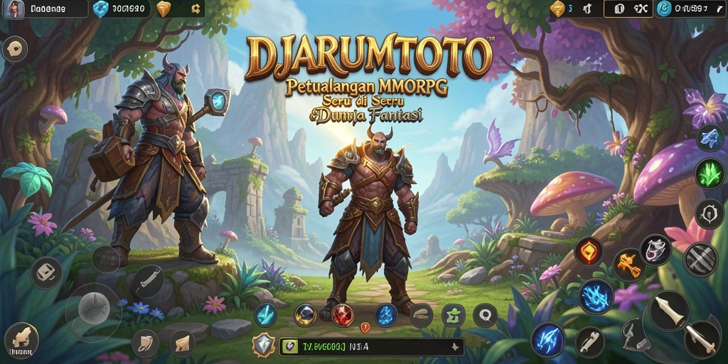 Tangkapan layar utama dari gameplay epik <strong>DJARUMTOTO</strong> menunjukkan pertempuran seru di dunia fantasi.