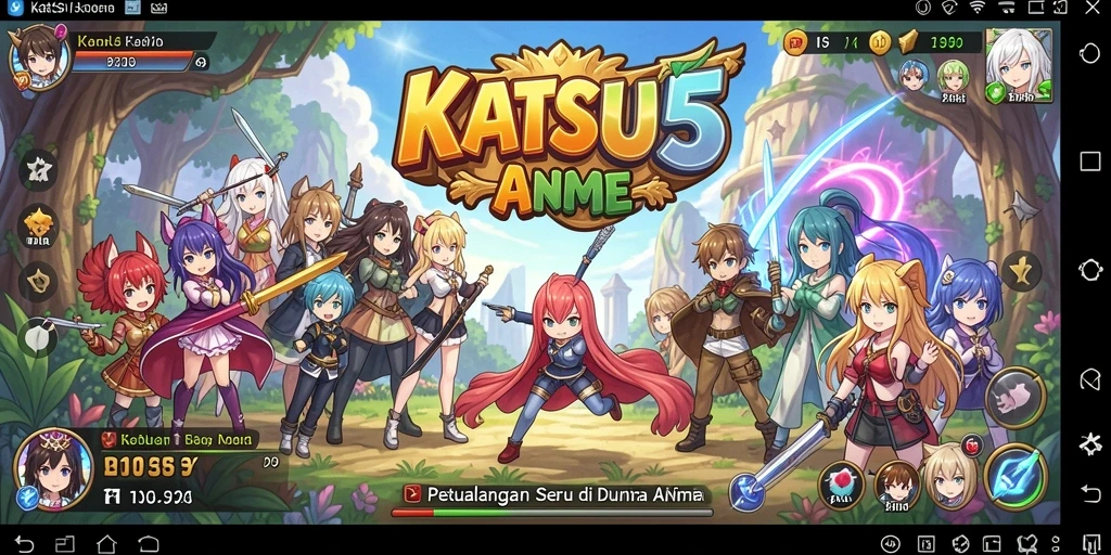 Tampilan gameplay KATSU5 yang menakjubkan dengan karakter anime.