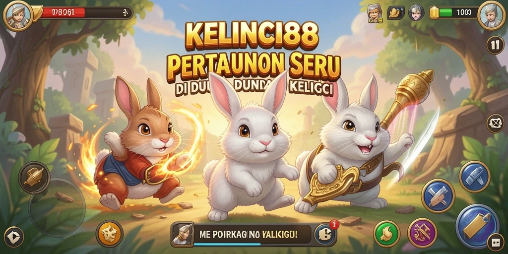 Gameplay KELINCI88 dengan kelinci bertarung hebat.