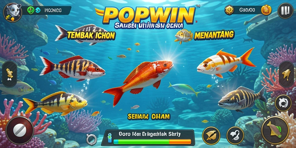 Screenshot gameplay POPWIN dengan aksi tembak ikan yang seru.