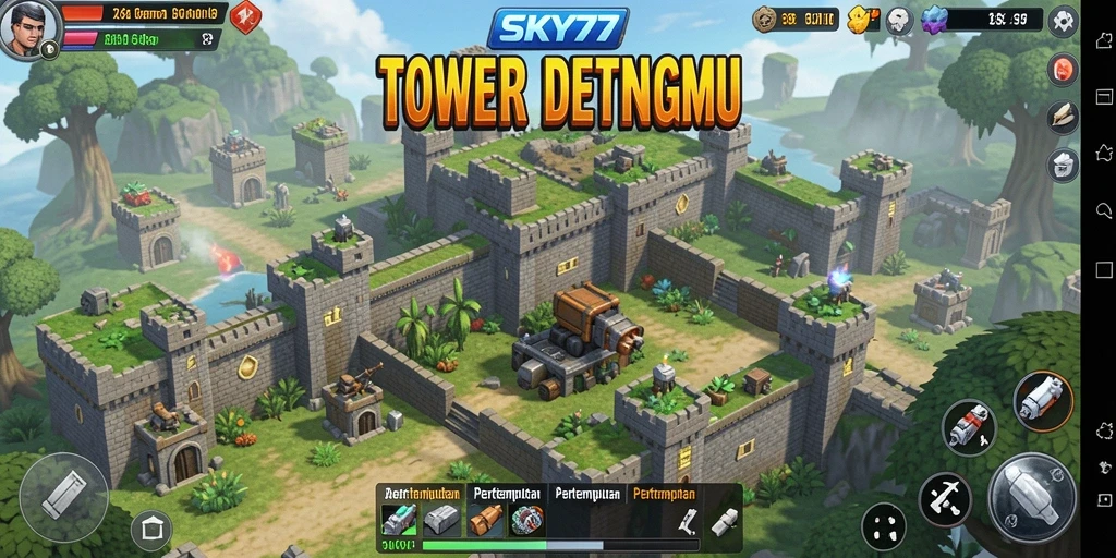 Tampilan gameplay menegangkan dalam pertarungan Tower Defense.