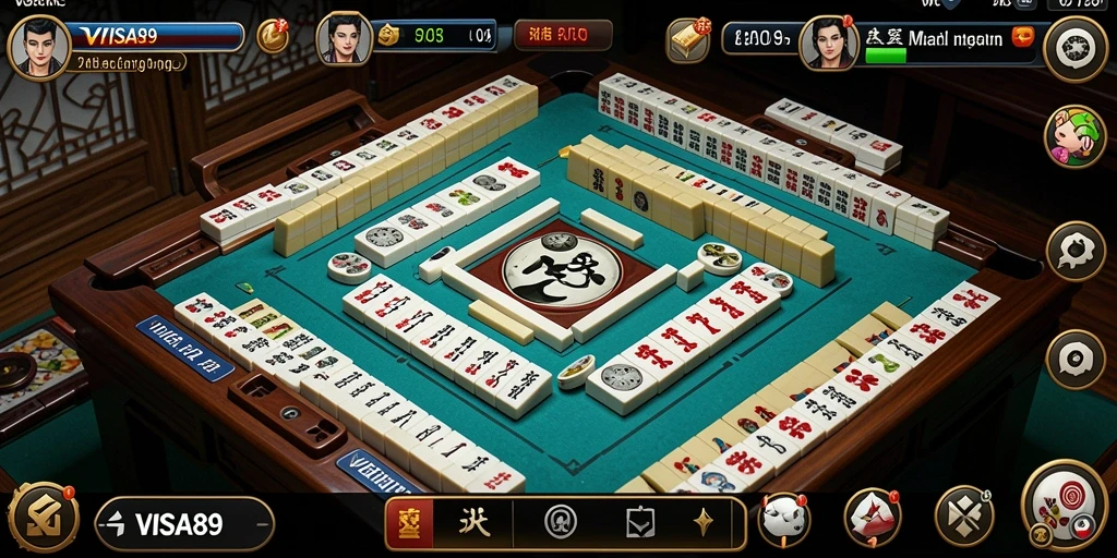 Screenshot gameplay <strong>VISA89</strong> yang menampilkan aksi Mahjong yang menarik.