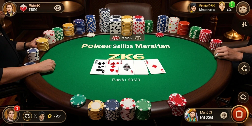 Screenshot dari gameplay ZK6 menampilkan pertarungan poker yang intens.